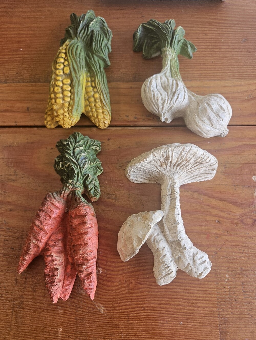 Vintage 70s Vegetable Wall Hanging Decor Mushroom Carrots Corn Garlic MCM